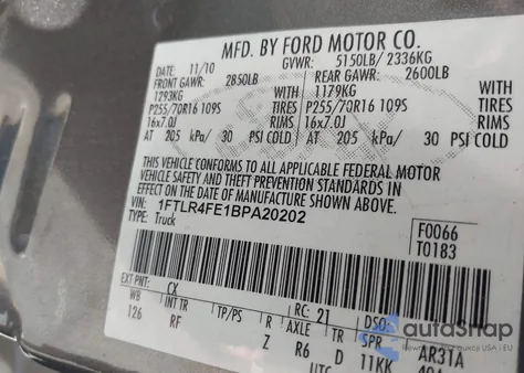 2011 Ford Ranger Sport from USA, damaged, VIN 1FTLR4FE1BPA20202